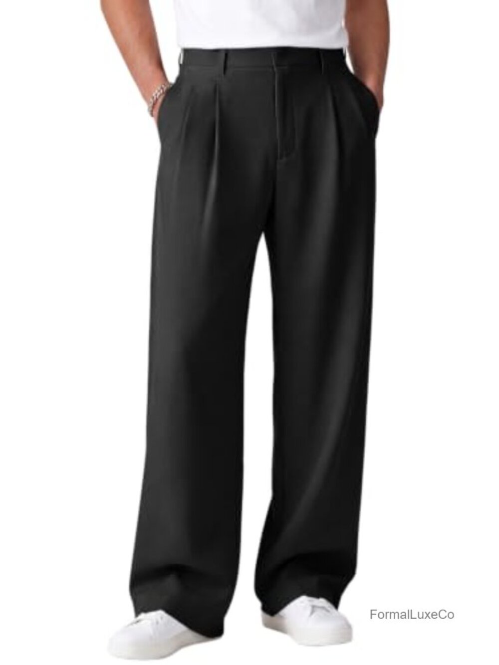 Mens Baggy Wide Leg Pleated Dress Pants Old Money Slacks